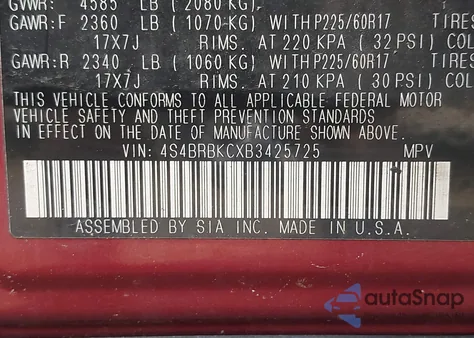 2011 Subaru Outback 2.5I Limited from USA, damaged, VIN 4S4BRBKCXB3425725